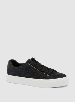 Black joeraya rhinestone logo sneakers