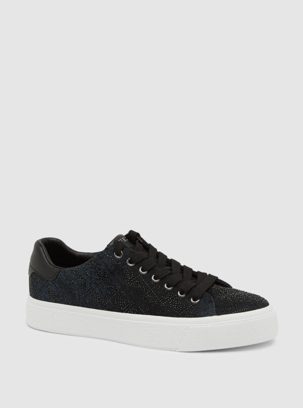 Black joeraya rhinestone logo sneakers