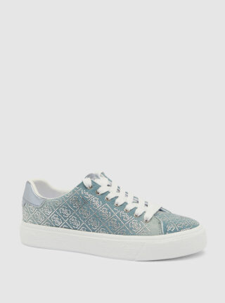 Blue joeraya rhinestone logo sneakers