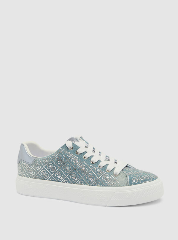Blue joeraya rhinestone logo sneakers