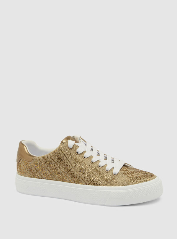 Brown joeraya rhinestone logo sneakers