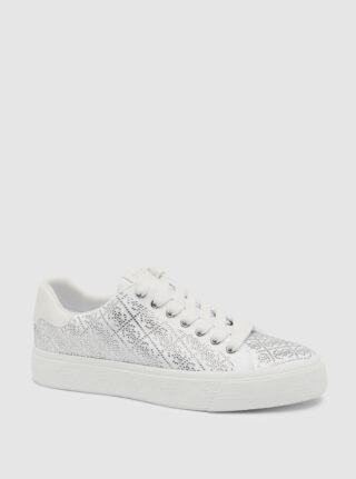 White joeraya rhinestone logo sneakers