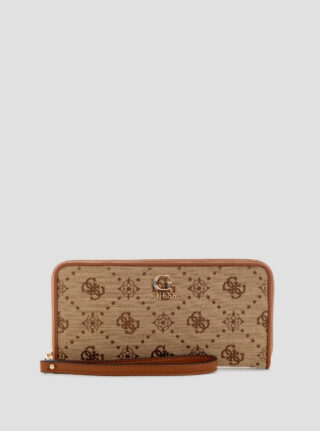 Brown logo neda large zip around wallet