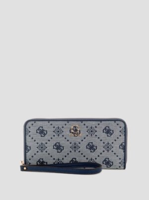 Blue logo neda large zip around wallet