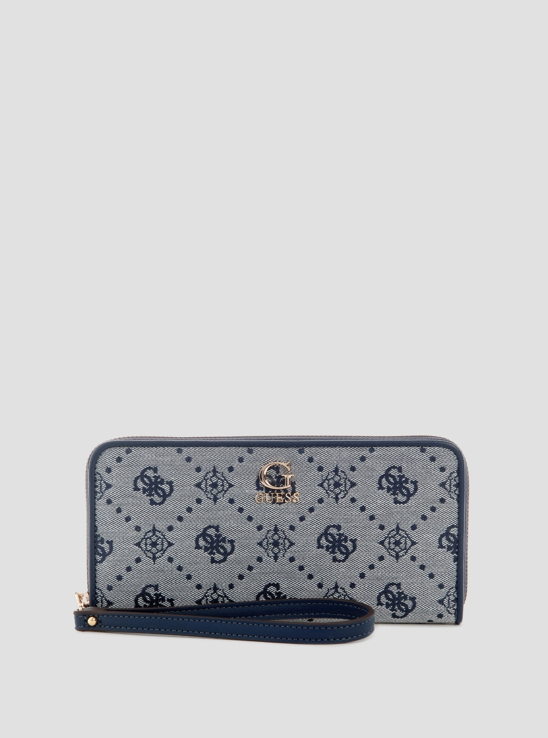 Blue logo neda large zip around wallet
