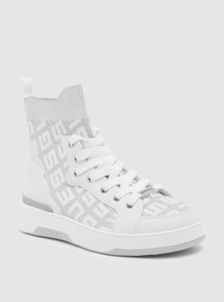 White logo mannen high top sneakers