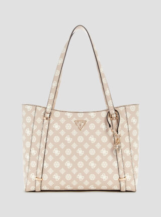 Beige logo elite tote bag