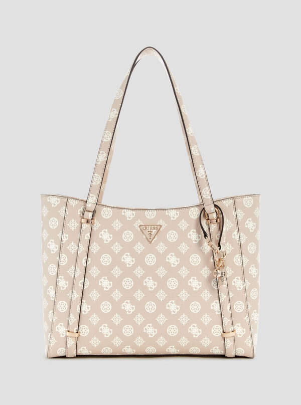 Beige logo elite tote bag