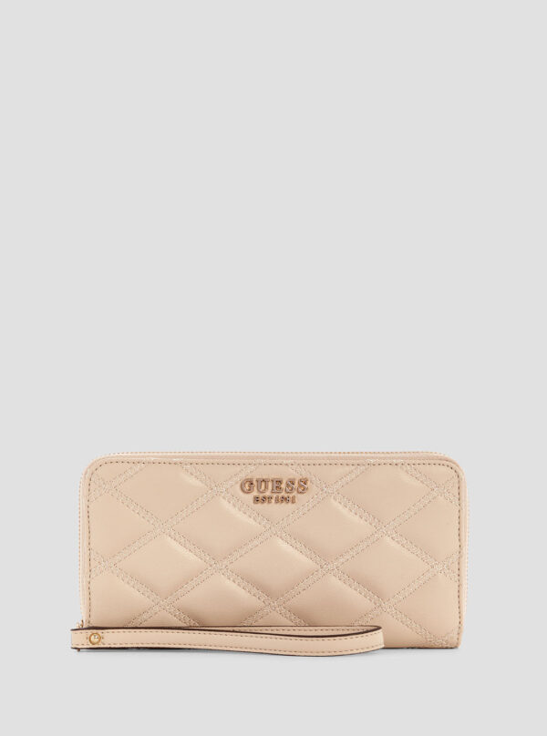Beige tamsin large zip wallet