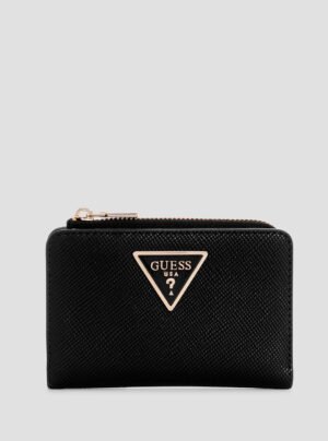 Black laurel zip card case wallet