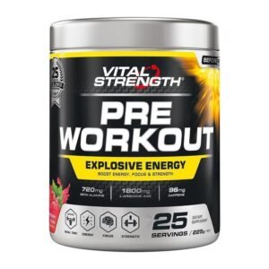 Vital Strength Pre Workout Powder Raspberry Rush 225g