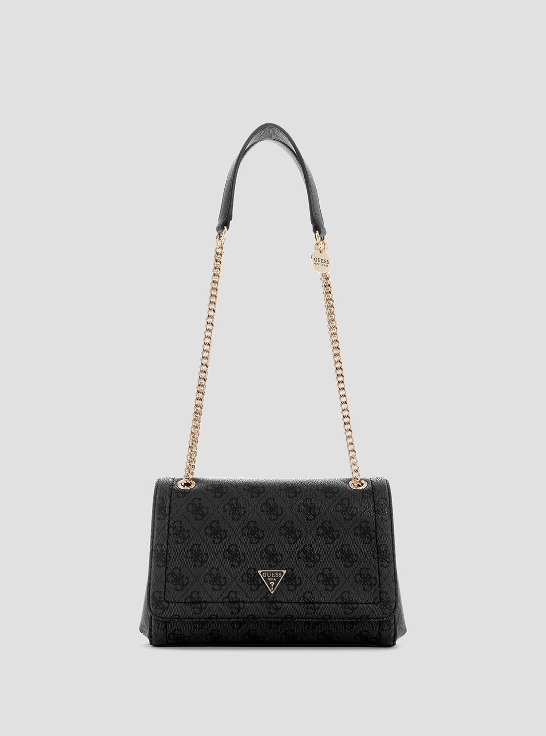 Black logo noelle convertible crossbody flap bag