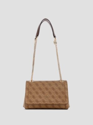 Brown logo noelle convertible crossbody flap bag