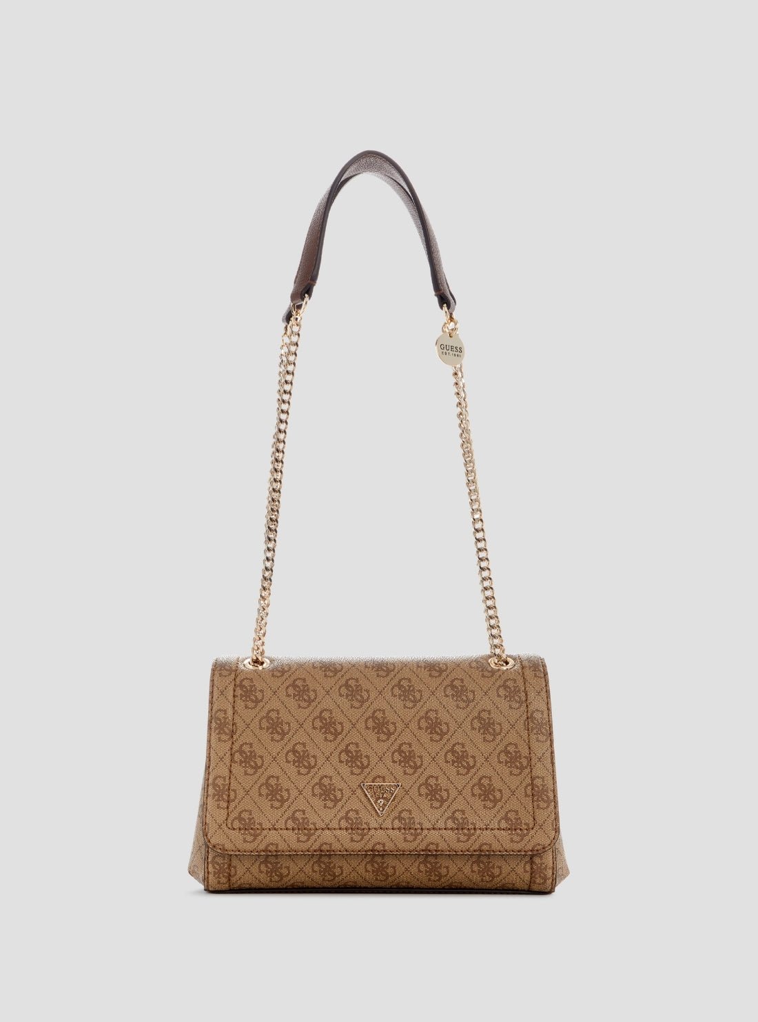 Brown logo noelle convertible crossbody flap bag