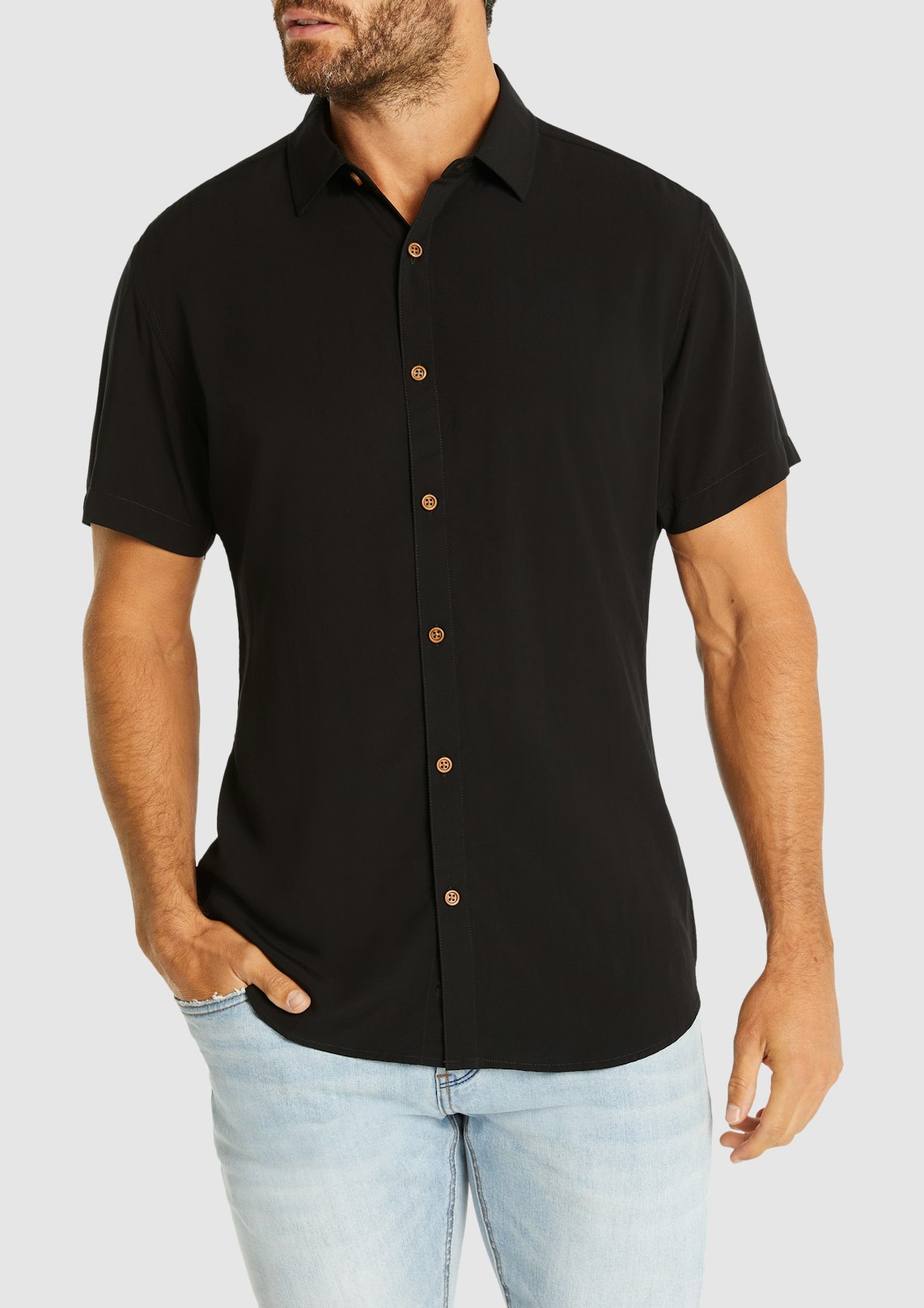 Black Dom Viscose Short Sleeve Shirt