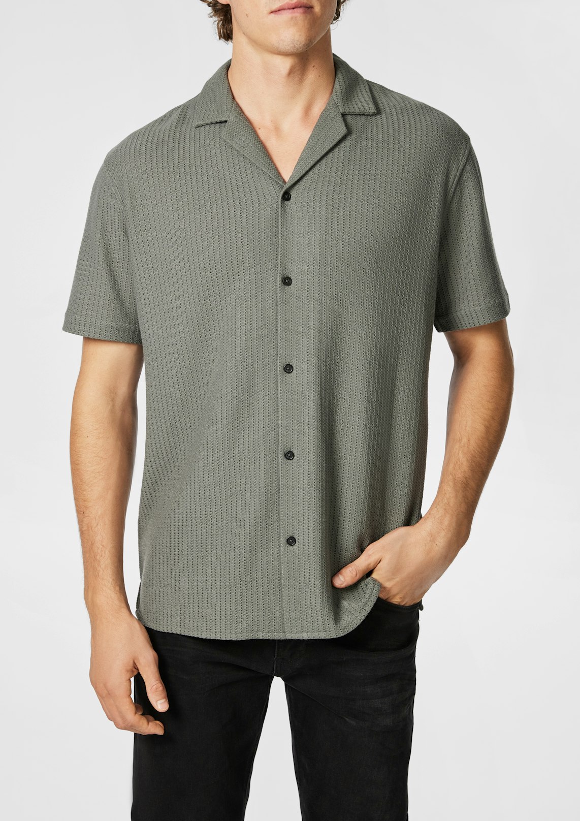 Military Green Matera Textured Shirt