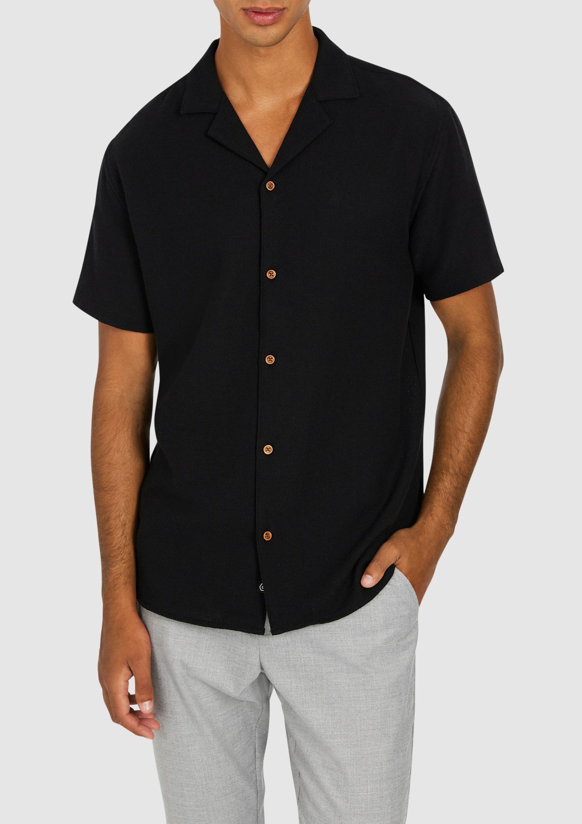 Black Sekope Texture Short Sleeve Shirt