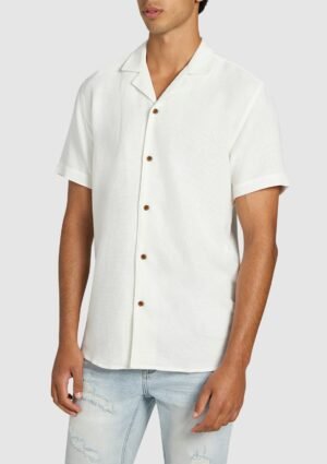 White Sekope Texture Short Sleeve Shirt