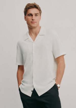 White Kaius Textured Short Sleeve Shirt