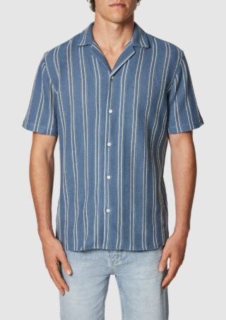 Blue Totti Stripe Textured Short Sleeve Shirt