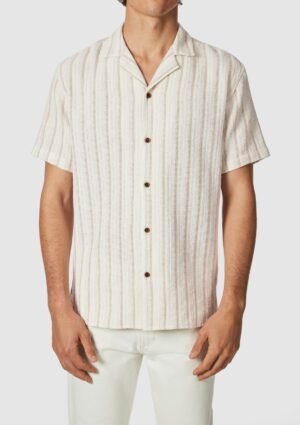 Sand Dunes Stripe Cotton Short Sleeve Shirt