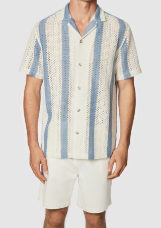Light Blue Rocky Stripe Textured Short Sleeve Shirt