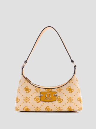 Yellow logo neda top zip shoulder bag