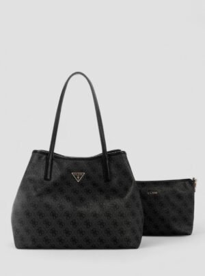 Black logo victtoria 2-in-1 tote bag