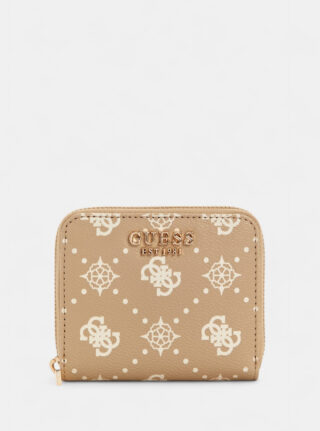 Beige logo silia small zip around wallet