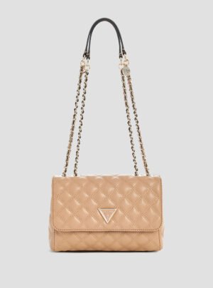 Beige giully convertible crossbody flap bag