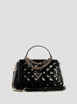 Black giully top handle flap bag