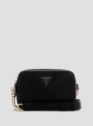 Black noelle double zip camera crossbody bag