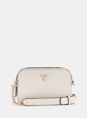 White noelle double zip camera crossbody bag