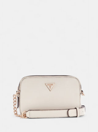 White noelle double zip camera crossbody bag