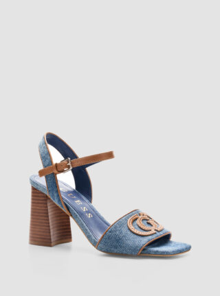 Blue ganika block heel sandals