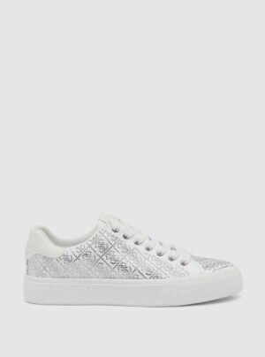 White joeraya rhinestone logo sneakers