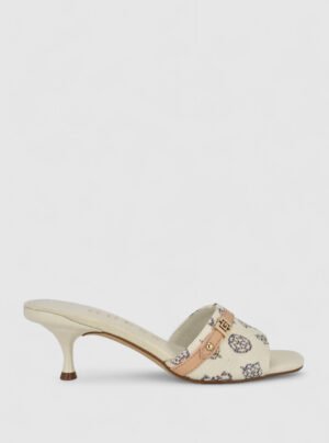 White peomit heeled sandals