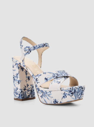 Blue floral vallenn platform heels