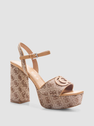 Brown logo viara platform sandals