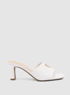 White wrenly heeled mules