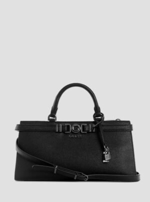 Black cirene triple compartment satchel bag