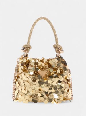 Gold metallic holiday shine pouch bag