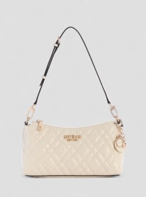 White logo isemay shoulder bag