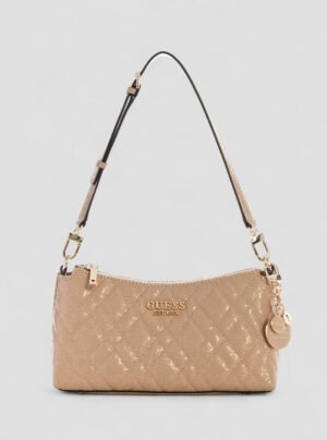 Beige logo isemay shoulder bag