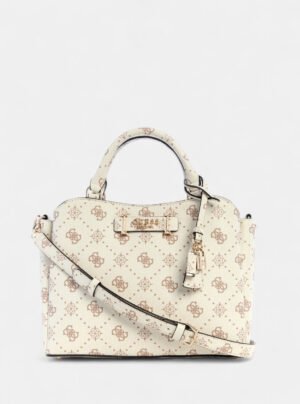 White logo silia girlfriend satchel bag