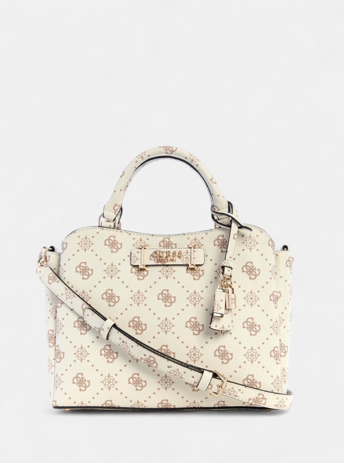 White logo silia girlfriend satchel bag