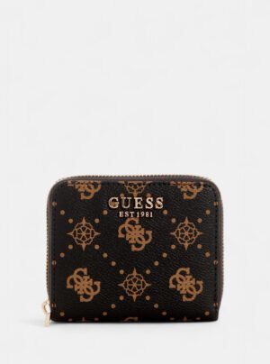 Brown logo silia small zip around wallet