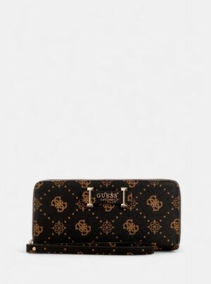 Brown logo silia large zip around wallet