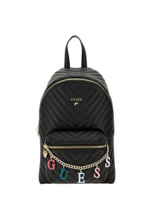 Black chain lattering small backpack