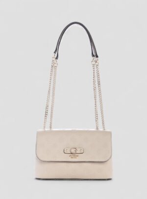 Beige logo dita convertible crossbody flap bag